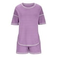 thumbnail image 4 of WXLWZYWL Summer Saving Clearance Sale Deals Womens Lounge Sets with Pockets Waffle Outfits T-shirt and Shorts Loungewear Sweatsuits, 4 of 5