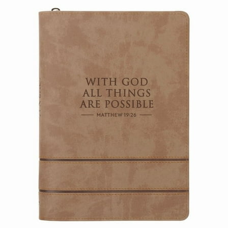 Journal Classic Zip Taupe with God All Things Are Possible Matt. 19:26, (Hardcover)