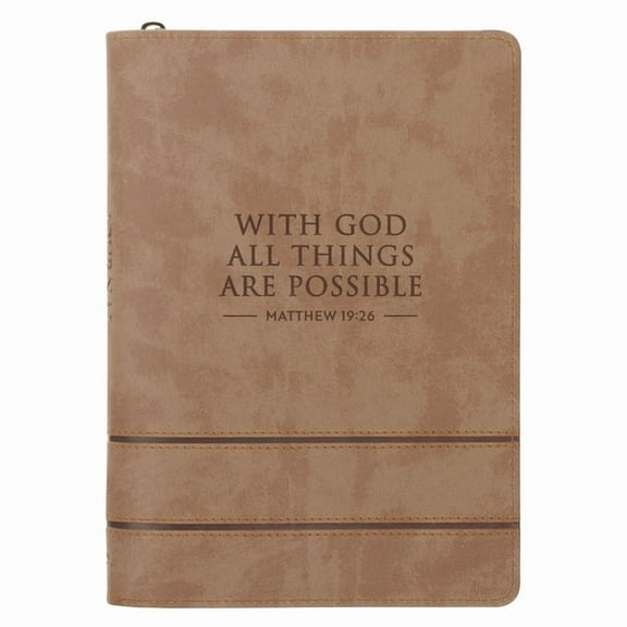 Journal Classic Zip Taupe with God All Things Are Possible Matt. 19:26, (Hardcover)