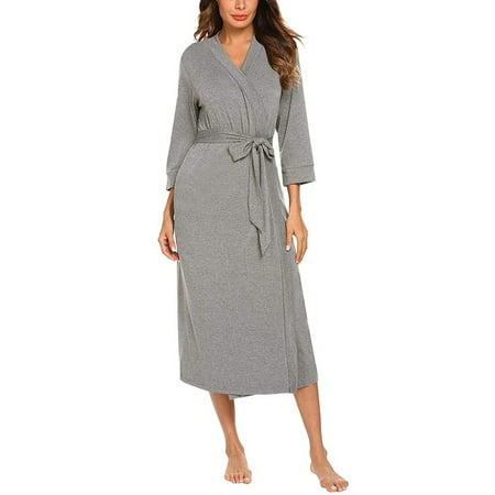 IDALL Robes for Women Nightgowns for Women Robe of Sleeve Long Kimono Robes Bathrobe Lightweight Sleepwear Loungewear with Belt Pajamas Women s Lingerie  Sleep & Lounge Grey XXL