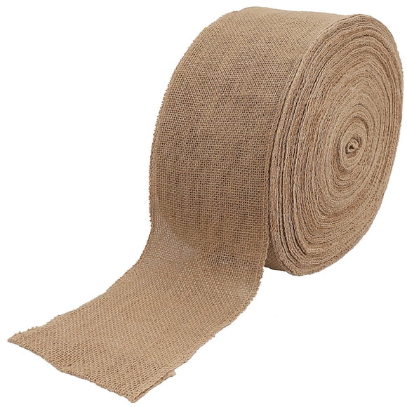 Cinta de arpillera KINJOEK de 15 cm de ancho y 50 m de largo, tela de yute natural