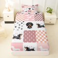 thumbnail image 4 of Manfei Cute Dachshund Dog Twin Sheets, Buffalo Plaid Bedding, Pink White, 3 Pieces, 1 Flat Sheet, 1 Fitted Sheet and 1 Pillowcase, 4 of 6