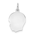 thumbnail image 1 of FB Jewels Sterl Silver Rh-plt Engraveable Boy Polished Front/Satin Back Disc Charm, 1 of 2