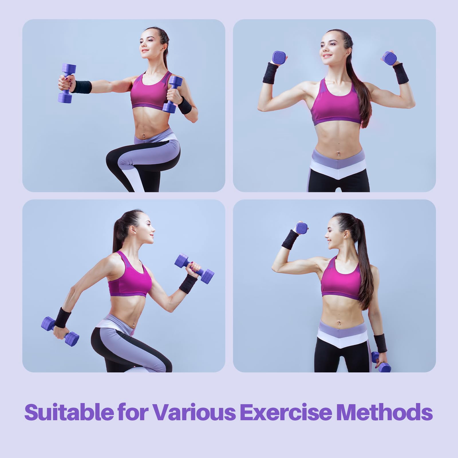 Adjustable Dumbbell Set  4 In 1 Free Weight For Women Hand At Home Each 2lb 3lb 4lb 5lb With Tpu Soft Rubber Handle Gym Aquatic Fitness Equipment Purple