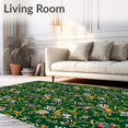 thumbnail image 2 of ODIKA 4'x6' Machine Washable Non-Slip Area Rug, Elegant Winterbird Scene Featuring Stylized Blossoms and Ivy High Traffic Rug, Green, 641116, 2 of 7