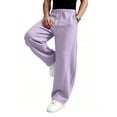 thumbnail image 5 of Hearthz Baggy Mens Sweatpants Wide Leg Lounge Cotton Jogging Pants Open Bottom Cotton Sweatpants for Men with Pockets Light Purple XXL, 5 of 8