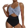 thumbnail image 1 of Traje de baño Tankini de una pieza, novedad del 2024 en bañador liso con cuello Halter de talla grande, traje de baño brasileño con realce para playa, mono de cintura alta, bikini Monokini, 1 of 5