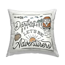 Stupell Industries Let's Be Adventurers Phrase Square Decorative Printed Throw Pillow, 18 x 18