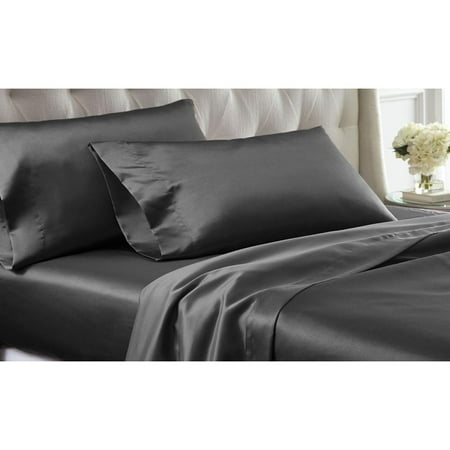 Satin Dreams 4Pc Solid Satin Sheet Set - Walmart.com