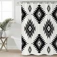 thumbnail image 4 of Shower Curtain, Black Aztec Ethnic Style Waterproof Shower Curtain Set with Hooks for Bathroom Showers,Stalls and Bathtubs,72x72In Retro Color Block, 4 of 9