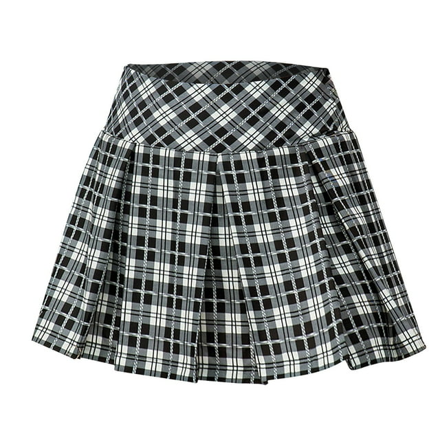 Jupes pour Femmes Plissées avec Bande Extensible Décontractée Confortable à Carreaux Sports Extérieur Course Tennis Vêtements pour Femmes Gris Foncé TP