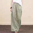 thumbnail image 4 of Pantalones anchos y holgados para mujer, pantalones elegantes de algodón y lino a la moda para mujer, 4 of 6