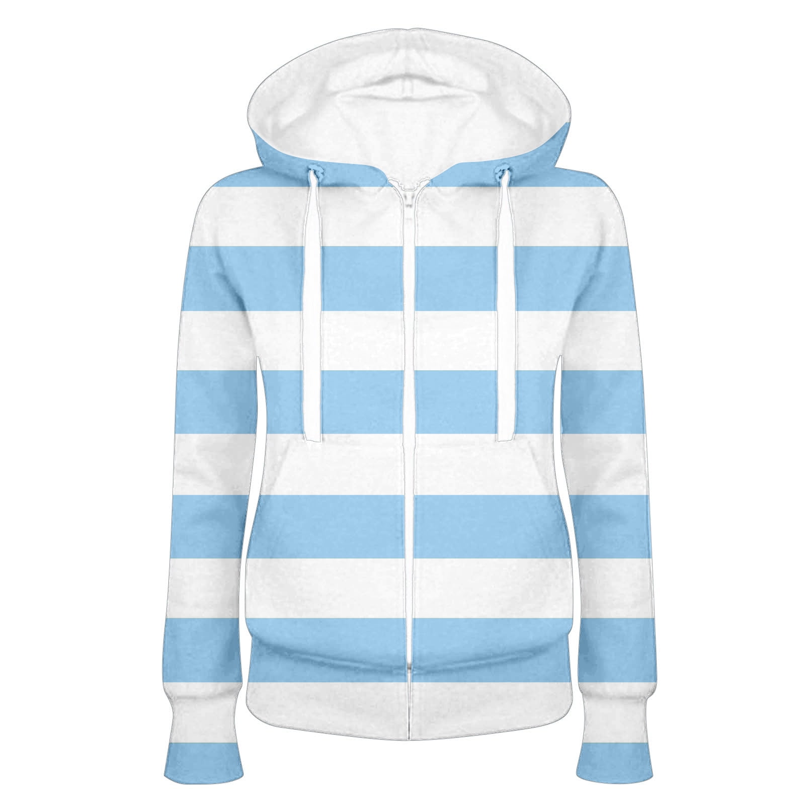 YUGYXL Womens Full-Zip Hoodies Trendy Thin Fleece Stripe Pullover with  Drawstring Casual Long sleeve Zip-up Hooded Sweatshirt Clearance Sale Light 