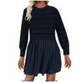 thumbnail image 2 of Ashirexll Womens Winter Dresses, Midi Dresses for Women, Versatile Round Neck Patchwork Loose Striped Long Sleeve Casual, 2 of 7