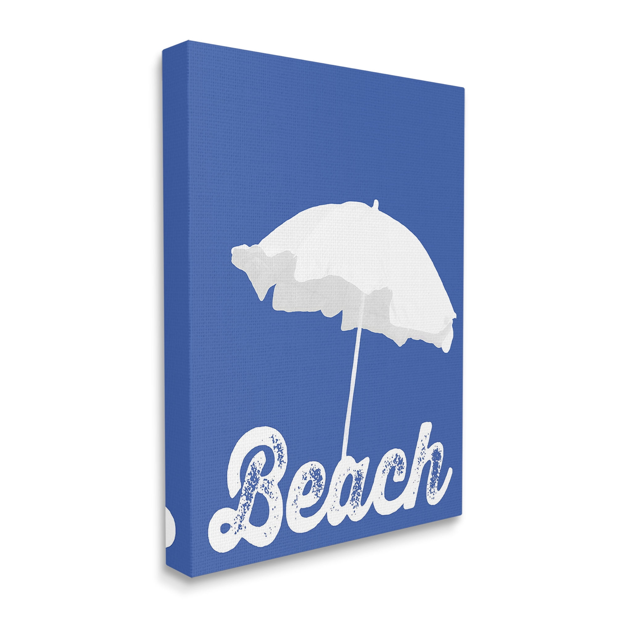 Stupell Industries Vintage Beach Umbrella Nature Painting Gallery Wrapped Canvas Art Print Wall Art, 16 x 20