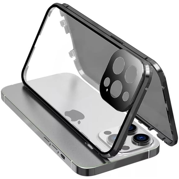 Case for iPhone 13 Pro Max,Full Body Shockproof Anti-Peep Magnetic Adsorption Metal Bumper Lens Protector Tempered Glass Cover Phone Case for iPhone 13 Pro Max,6.7 inch 2021 (Black)