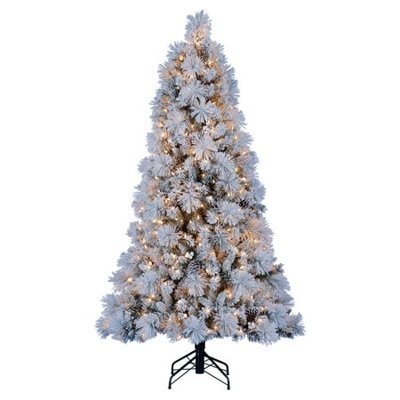 Home Heritage Snowdrift Spruce 6.5 Foot Flocked Christmas Tree with White