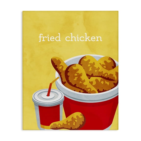 Stupell Industries Chicken Bucket Takeout Food & Beverage Painting Wrapped Canvas Canvas Art Print Wall Art, 16 x 20