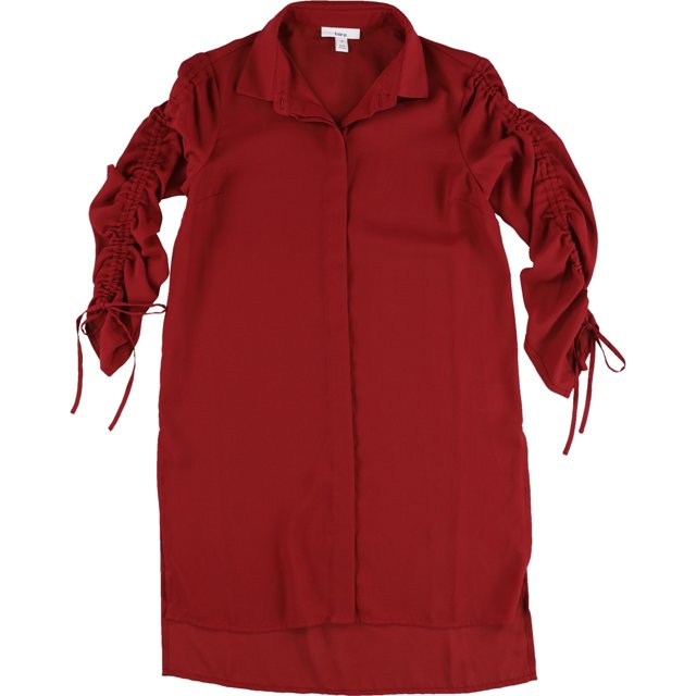 bar III Blusa tipo túnica fruncida para mujer, rojo, pequeña