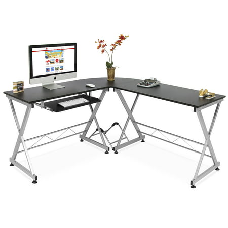 Best Choice Products Modular 3-Piece L-Shape Computer Desk Workstation for Home, Office w/ Wooden Tabletop, Metal Frame, Pull-Out Keyboard Tray, PC Tower Stand - (Best Stand Up Desk)