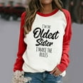 thumbnail image 2 of Honeeladyy Discount I'm The Oldest Sister I Make The Rules Funny Print Blouse Tops for Women Crew Neck Long Sleeve Splicing Graphic Sweatshirt, 2 of 4