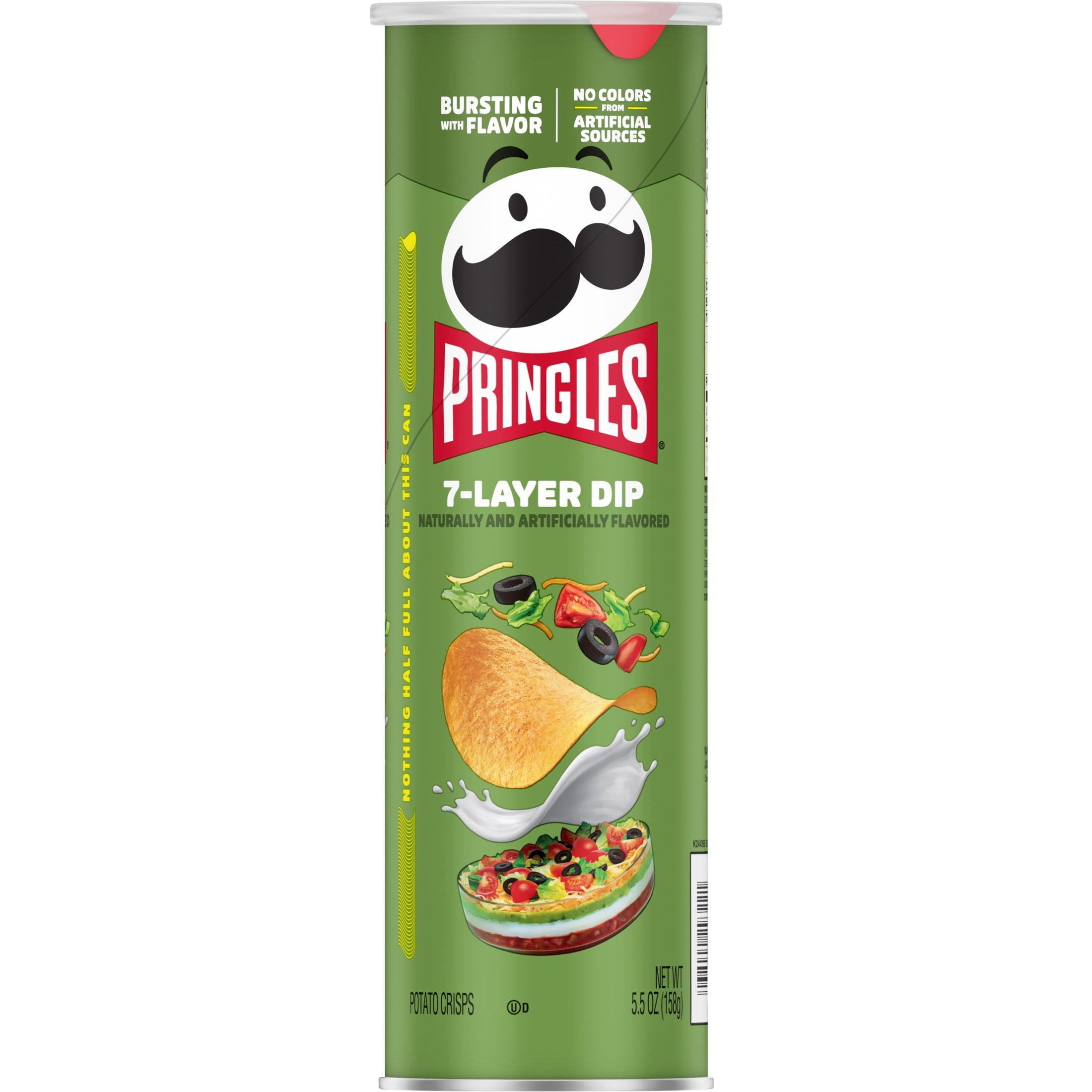 Pringles 7-Layer Dip Potato Crisps Chips, Lunch Snacks, 5.5 oz Canister