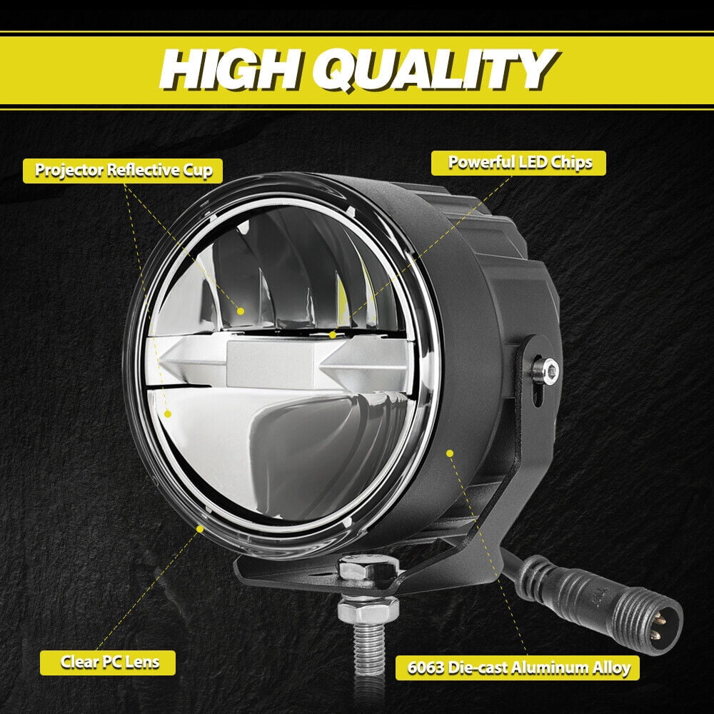Pair 4" inch Round LED Fog Lights Driving Lamp For Jeep Wrangler JK TJ LJ Bumper