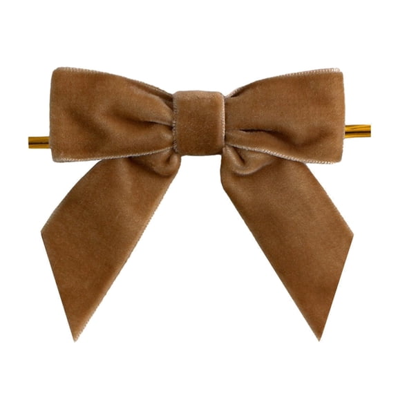 24 Pcs Velvet Christmas Tree Bows 3.14 Inch Brown Ribbon Ornaments for Wreath Garland Gift Wrapping, Velvet Bows for Xmas Tree Door Decor, Rustic Holiday Home Decor for Vintage Display