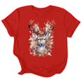 thumbnail image 3 of T-shirt Décontracté à Manches Courtes pour Homme avec Imprimé Tête de Cerf, Col Rond Confortable, Tee pour Usage Quotidien Printemps Été Automne, Haut Basique, 3 of 3