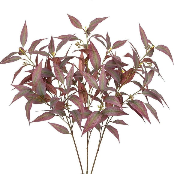 Faux Racines d'Automne avec Graines d'Okalptus Vaza 3 Pcs Branches Artificielles Réalistes