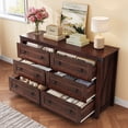 thumbnail image 3 of GALAXHERO Farmhouse 6 Drawer Wood Dresser, 53.07" Wide Storage Organizer with Double Rustic Handles, TV Stand for 60" TV, Brown, Bedroom & Living Room, 3 of 11
