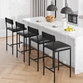 thumbnail image 1 of Set of 4 bar stools: 37 - pulgada, metal legs, pu asientos, backrest, kitchen height, forrado con footrest, para dining room, kitchen party (negra), 1 of 7
