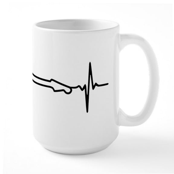 CafePress - Guitar Sound Waves - 15 oz Ceramic Large White Novelty Mug