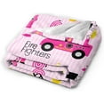 thumbnail image 2 of Girly Firefighters Cute Pink Fire Truck Throw Blanket Super Soft Warm Bed Blankets for Couch Bedroom Sofa Office Car, All Season Cozy Flannel Plush Blanket for Girls Boys Adults, 50"X40", 2 of 6