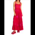 thumbnail image 2 of Vestido Bohemio de Verano para Mujer, Bordado, Sin Mangas, Fruncido, Holgado, para Playa y Vacaciones Rojo S, 2 of 8