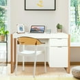 thumbnail image 4 of YYAo Writing Desk, Home Computer Desk,Modern Computer Desk Study Table Writing Workstation with Cabinet and Drawer-White, 4 of 12