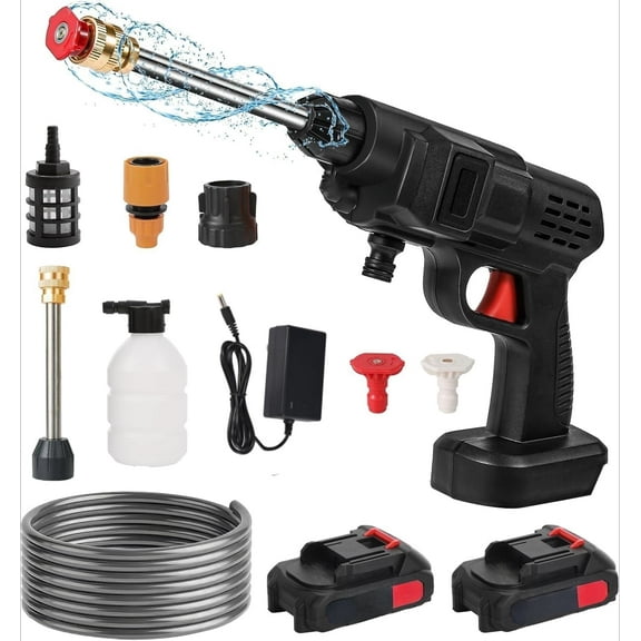 Cordless Portable Power Washer – Portable 452PSI Battery Pressure Washer Gun, 1.3GPM High Flow, Rechargeable Handheld Cleaner with Multiple Nozzles for Car Wash, Patio, Home, Driveway, Outdoor Use
