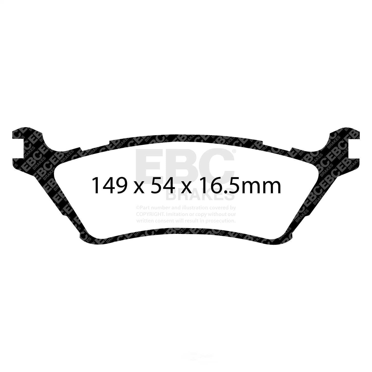 EBC Brakes ED91891 Truck/SUV Extra Duty Brake Pads, FMSI Pad No. D1602 Vented 348mm Dia. 80mm