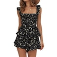thumbnail image 2 of Floral Print Women Sleeveless Ruffle Layer Jumpsuit Rompers, 2 of 4