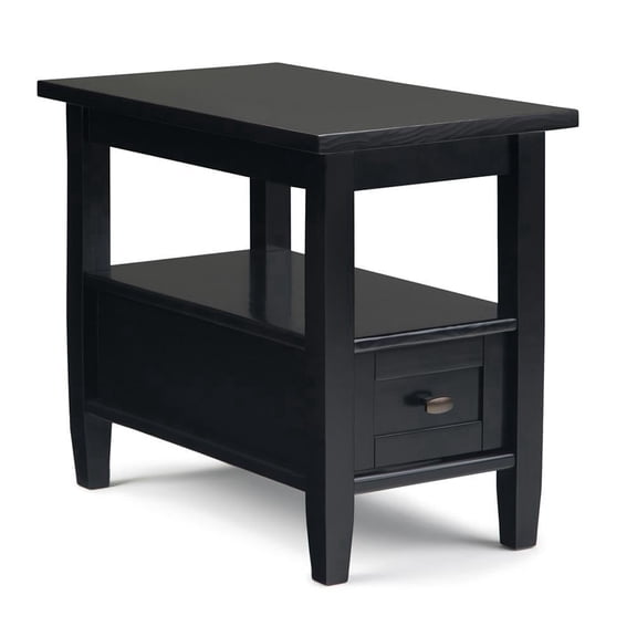 Simpli Home Warm Shaker 14W Narrow Open Side Table with Bottom Drawer