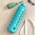 thumbnail image 5 of purifyou Premium 40/32 / 22/12 oz Reusable Glass Water Bottles with Time and Volume Markings, Non-Slip Silicone Sleeve & Stainless Steel Lid Insert, for Water, Milk, Fruit Juice (32oz Aqua Blue), 5 of 5