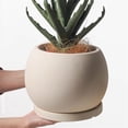 thumbnail image 3 of Maceta pequeña de cerámica for jardinería, redonda, minimalista, for el hogar y la oficina., 3 of 6