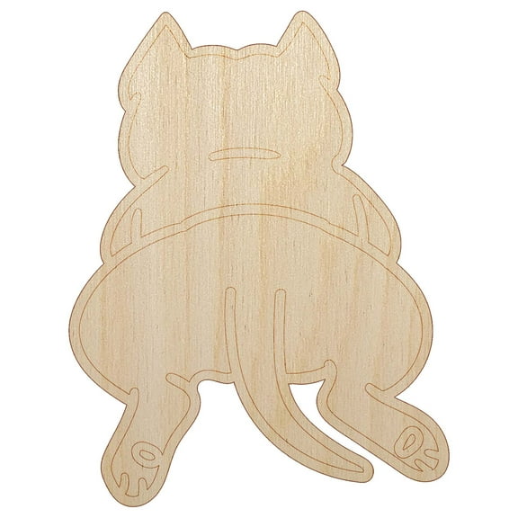 Pit Bull from Behind Butt Dog Wood Shape Unfinished Piece Cutout Craft DIY Projects - 4.70 Inch Size - 1/8 Inch Thick