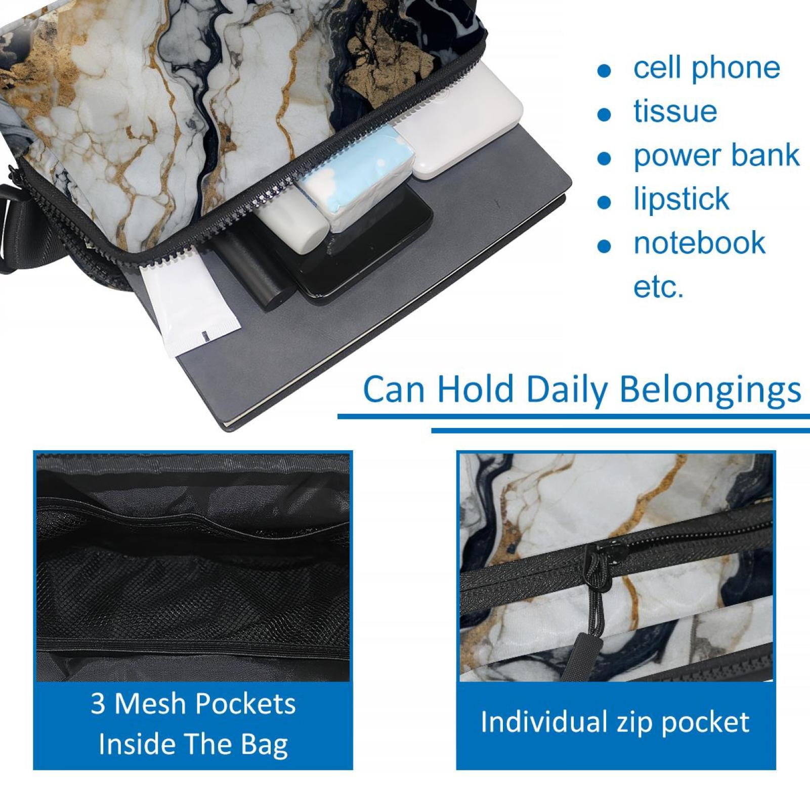 Marbled Lightweight Adjustable Waist Pack Fanny Pack Crossbody Bag with Extension Strap Unisex
