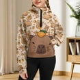 thumbnail image 7 of Chririnla Funny Capybara Print Sporty Zip Up Lightweight Sweatshirt with Pocket Youth Girls Casual Pullover Athletic Zip Up Size 9-10 Orange, 7 of 7