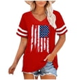 thumbnail image 2 of Fiudx Camisas para Mujer Camiseta Informal con Cuello En V y Mangas Raglán con Estampado Del Día de La Independencia para Mujer, 2 of 5