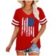 thumbnail image 2 of Fiudx Ropa de Mujer Camiseta Informal con Cuello En V y Mangas Raglán con Estampado Del Día de La Independencia para Mujer, 2 of 5