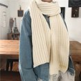 thumbnail image 2 of Yuanlong Winter Scarves Merry Christmas Solid Long Ribbed Knitted Scarf Holiday Thermal Neckwear Comfy Neck Gaiter Beige, 2 of 7