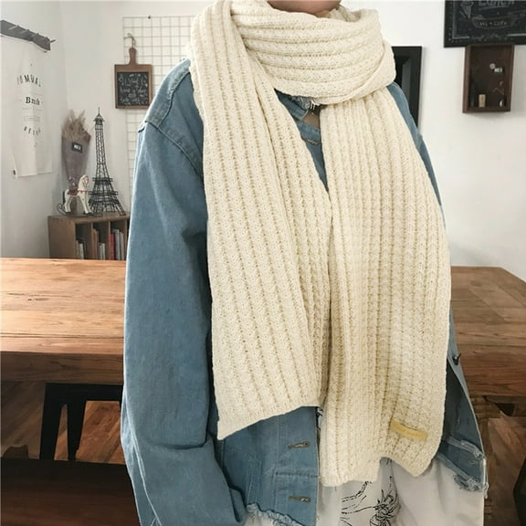 Women Scarf, Duoif Womens Knitted Scarf Winter Fashion Soft Woolen Thickening Warm Long Scarf 180Cm Scarf Shawl Beige