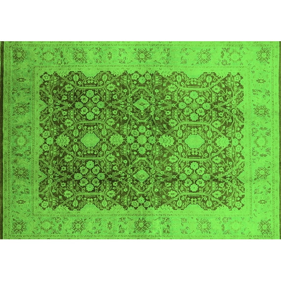 Ahgly Company Indoor Rectangle Oriental Green Traditional Area Rugs, 4' x 6'